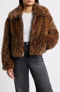 BCBG Cropped Faux Fur Jacket