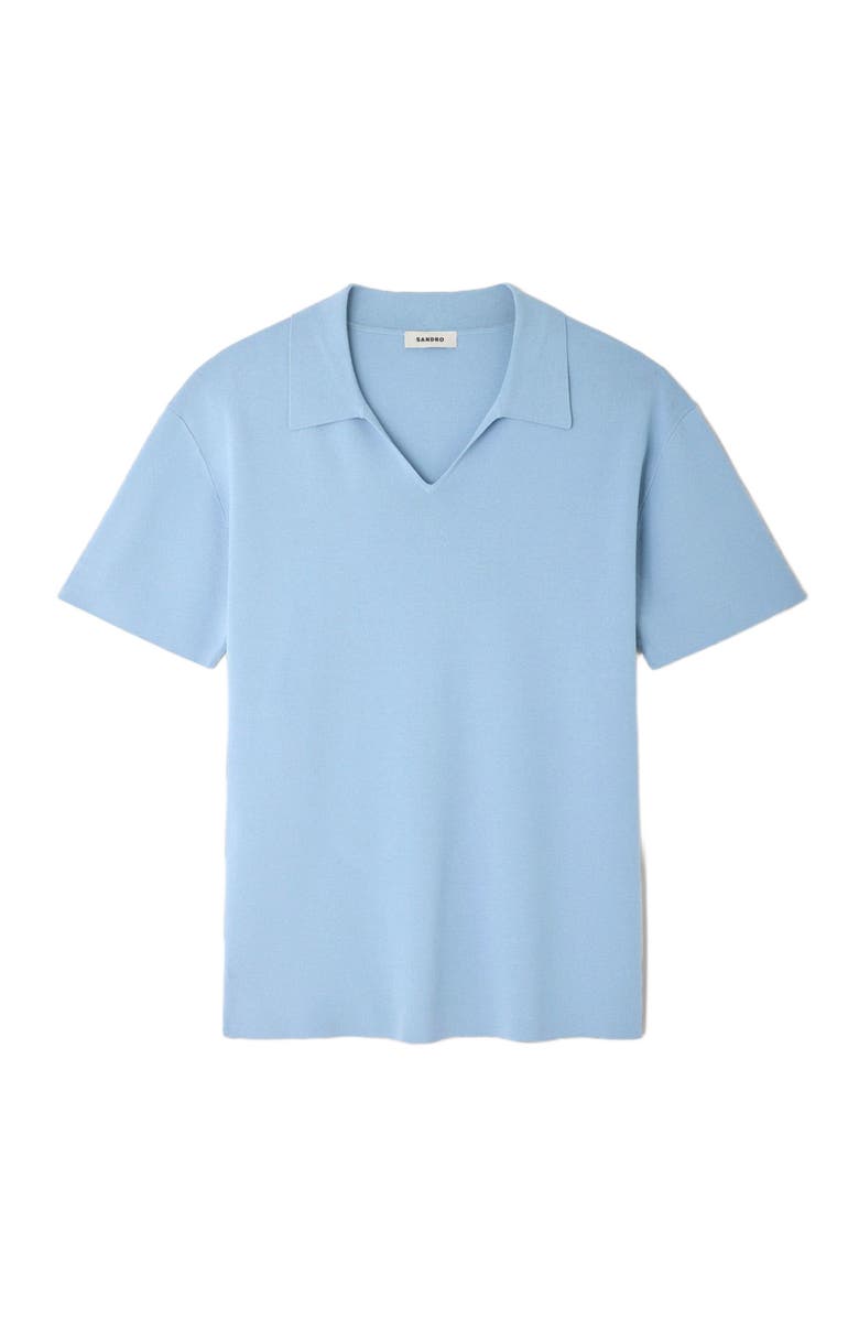 SANDRO Stretch knit polo shirt, Alternate, color, Sky Blue