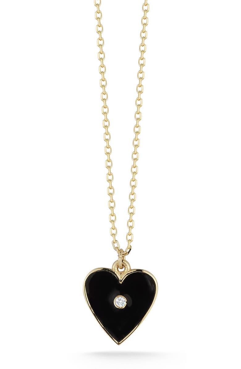 Ember Fine Jewelry 14K Gold Diamond Heart Pendant Necklace, Main, color, Gold/ Black