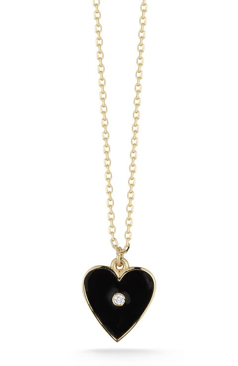 14K Gold Diamond Heart Pendant Necklace