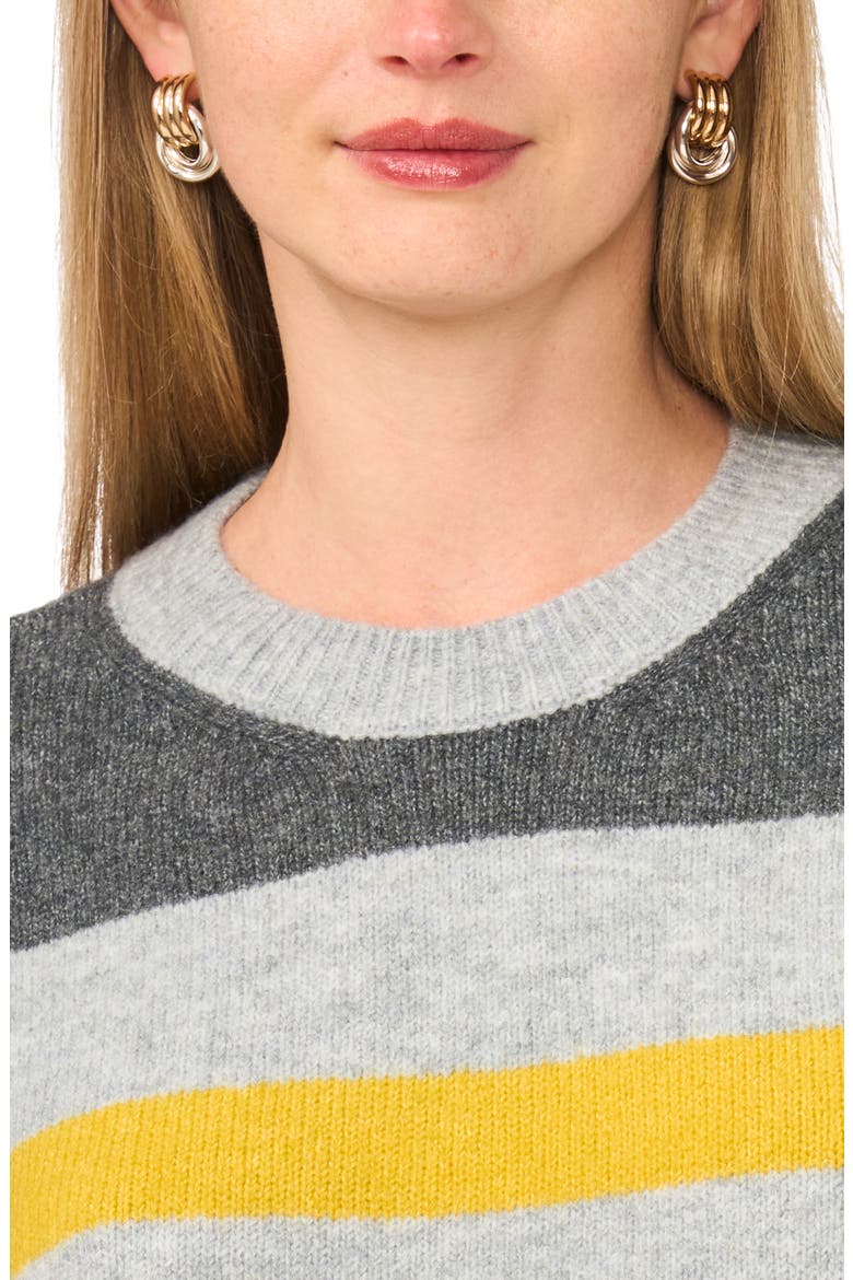 Stripe Crewneck Sweater, Alternate, color, MEDIUM HEATHER GREY