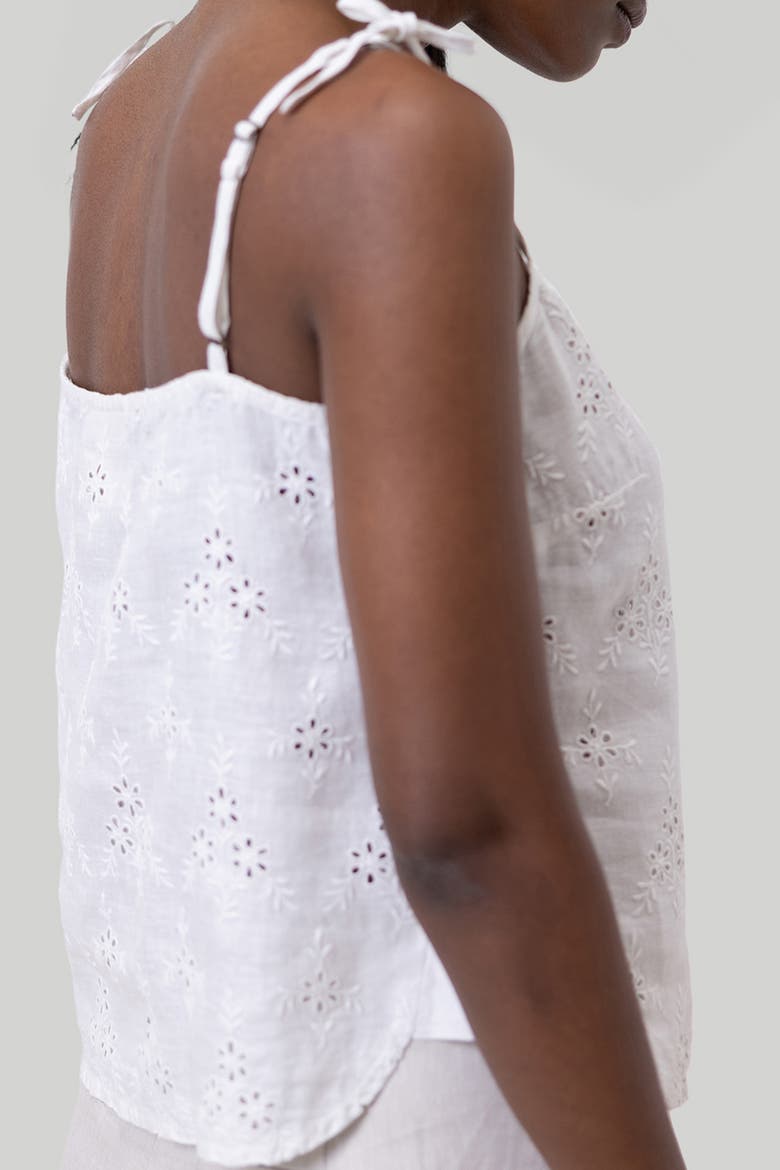 Tie-up Embroidered Camisole Top, Alternate, color, White Embroidered