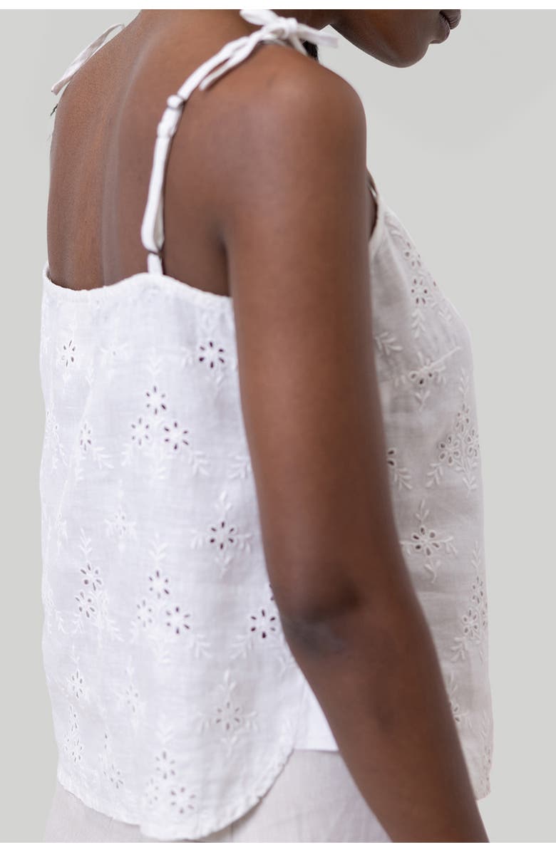 Reistor Tie-up Embroidered Camisole Top, Alternate, color, White Embroidered