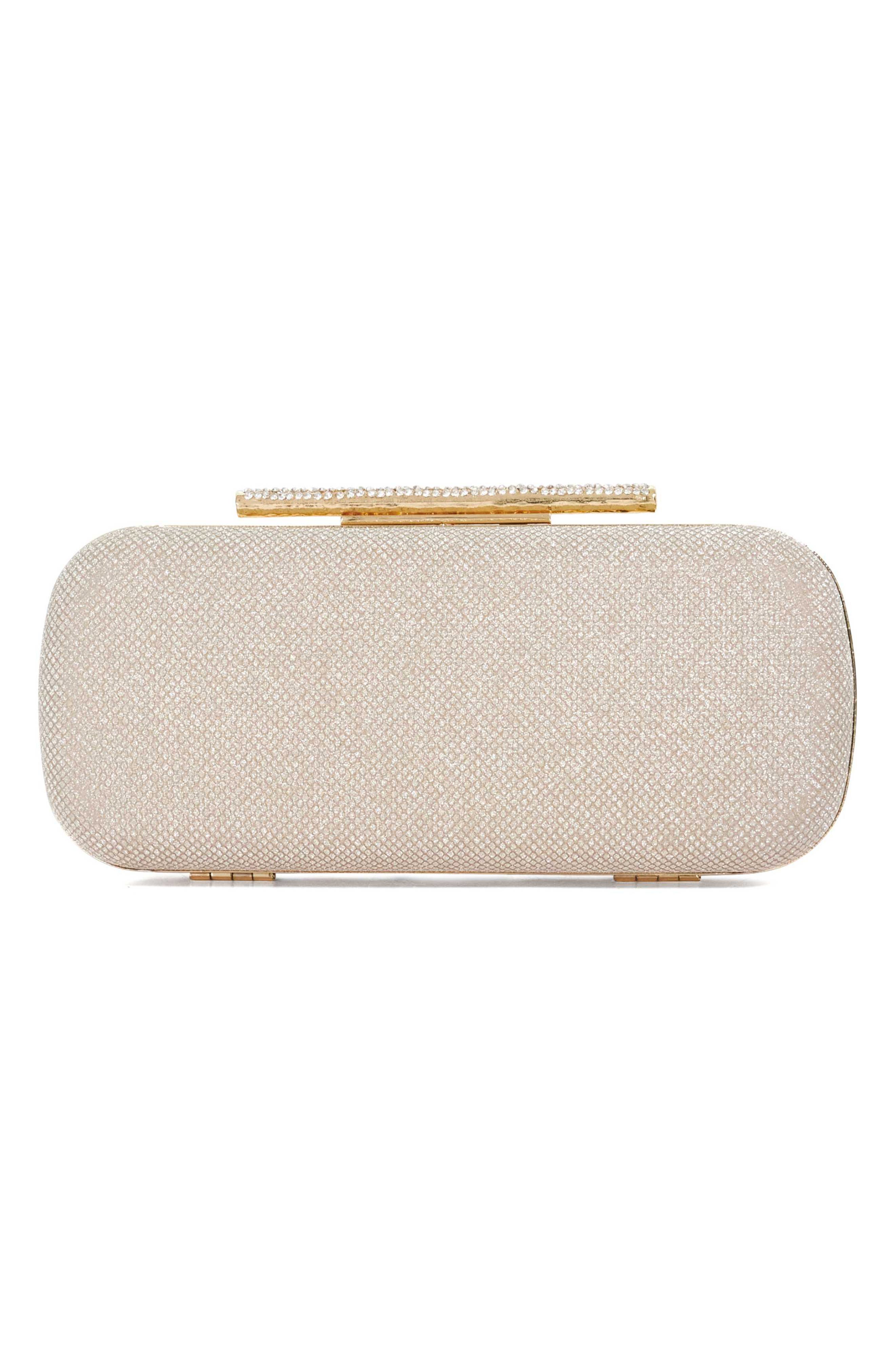 Body Faux Leather Frame Clutch, Alternate, color, GOLD