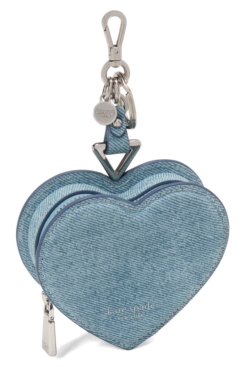 liv denim suede heart coin purse, Alternate, color, BLUE MULTI