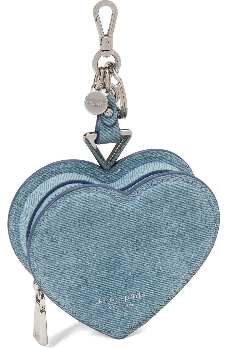 Kate Spade New York liv denim suede heart coin purse, Alternate, color,