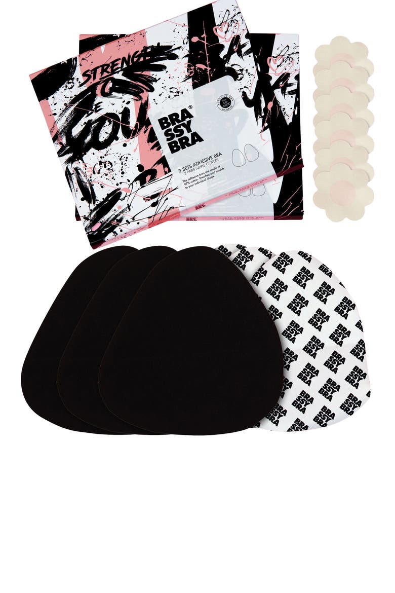 3-Pack Adhesive Bra, Alternate, color, LICORICE