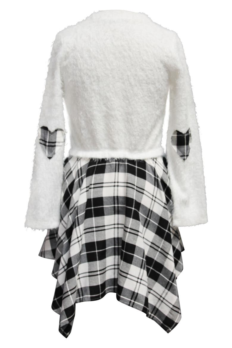 Kids' Long Sleeve Plaid Twofer Dress, Alternate, color, OFF- WHITE