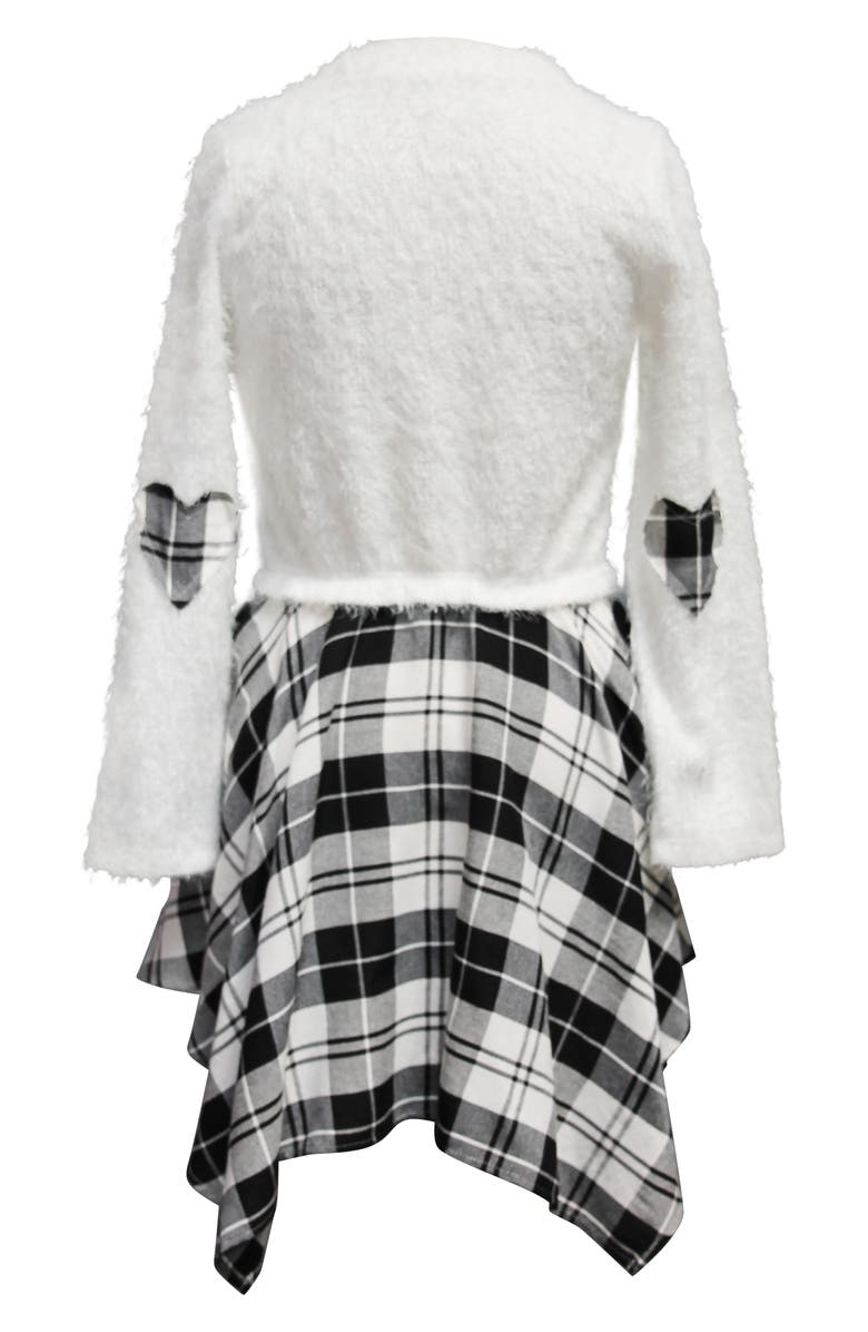Ava & Yelly Kids' Long Sleeve Plaid Twofer Dress, Alternate, color, Off- White