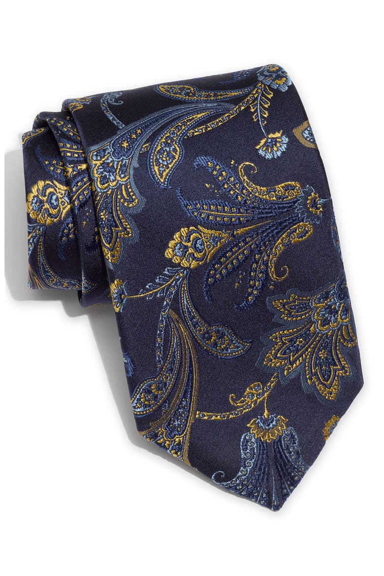 Woven Silk Tie, Main, color, NAVY