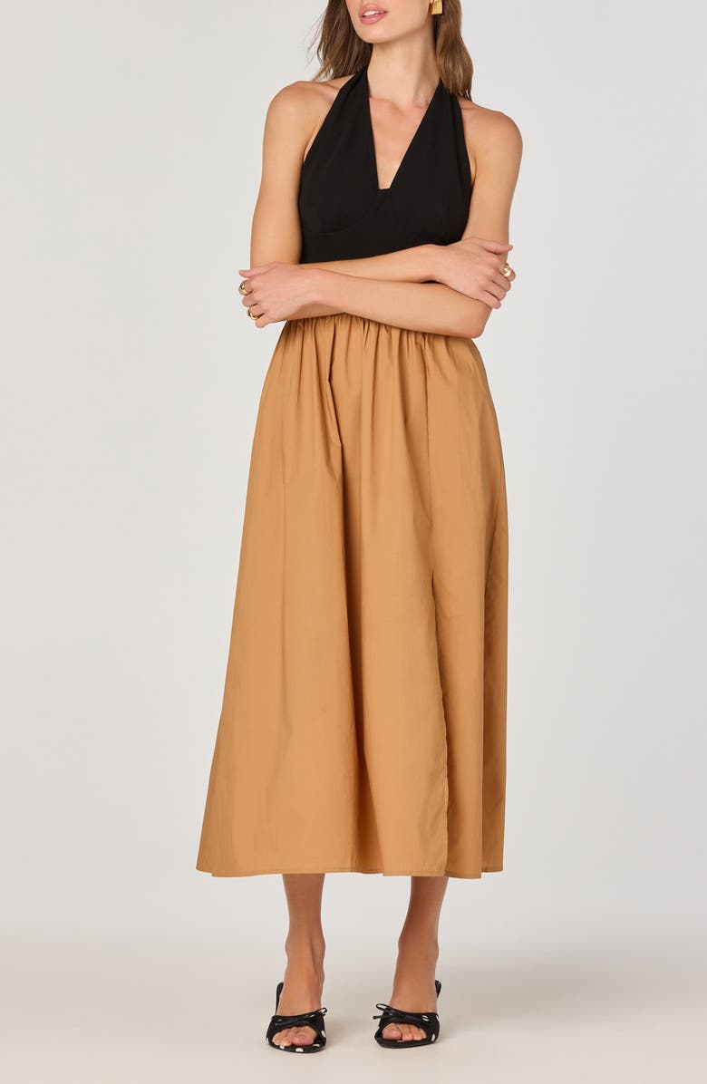 ASTR the Label Mixed Media Halter Dress, Alternate, color, Black Contrast