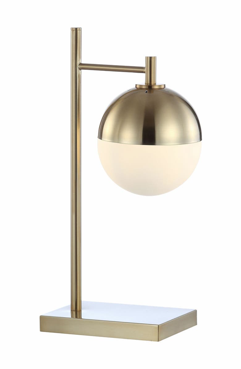 JONATHAN Y Marcel Iron/Glass Art Deco Mid-Century Globe LED Table Lamp, Main, color, Brass Gold
