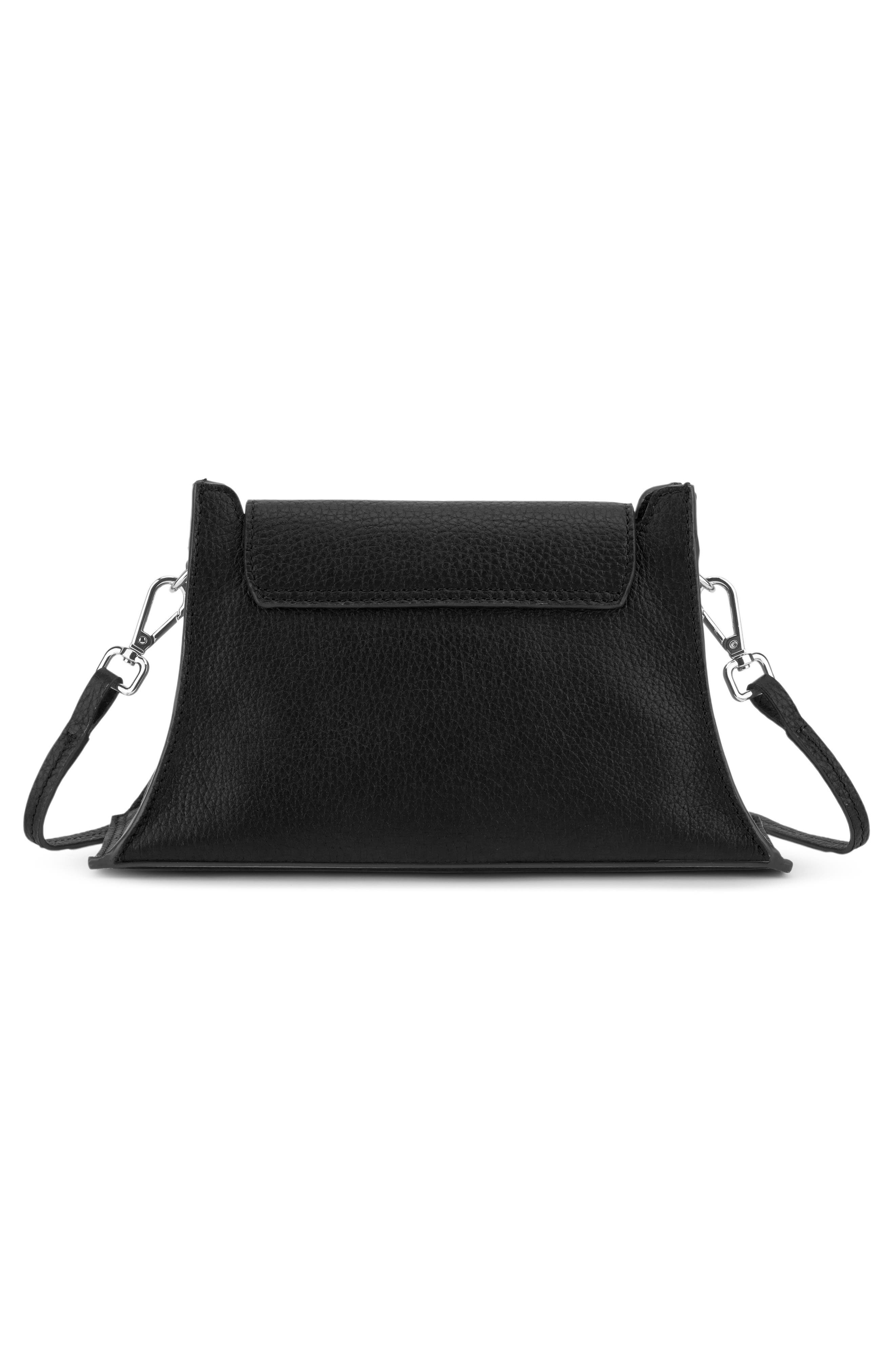 behno Mini Winnie Pebble Leather Crossbody Bag, Alternate, color, Black