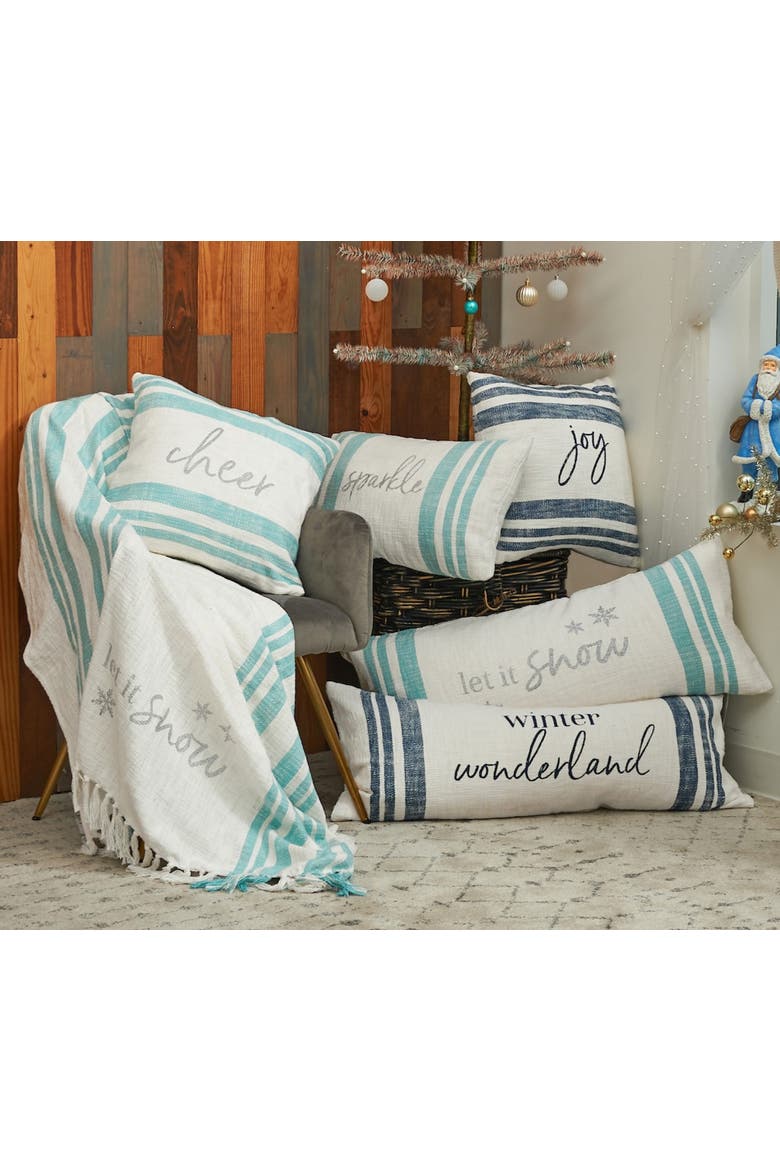 Morgan Christmas Holiday Striped Decorative Euro Pillow Collection, Alternate, color, Green
