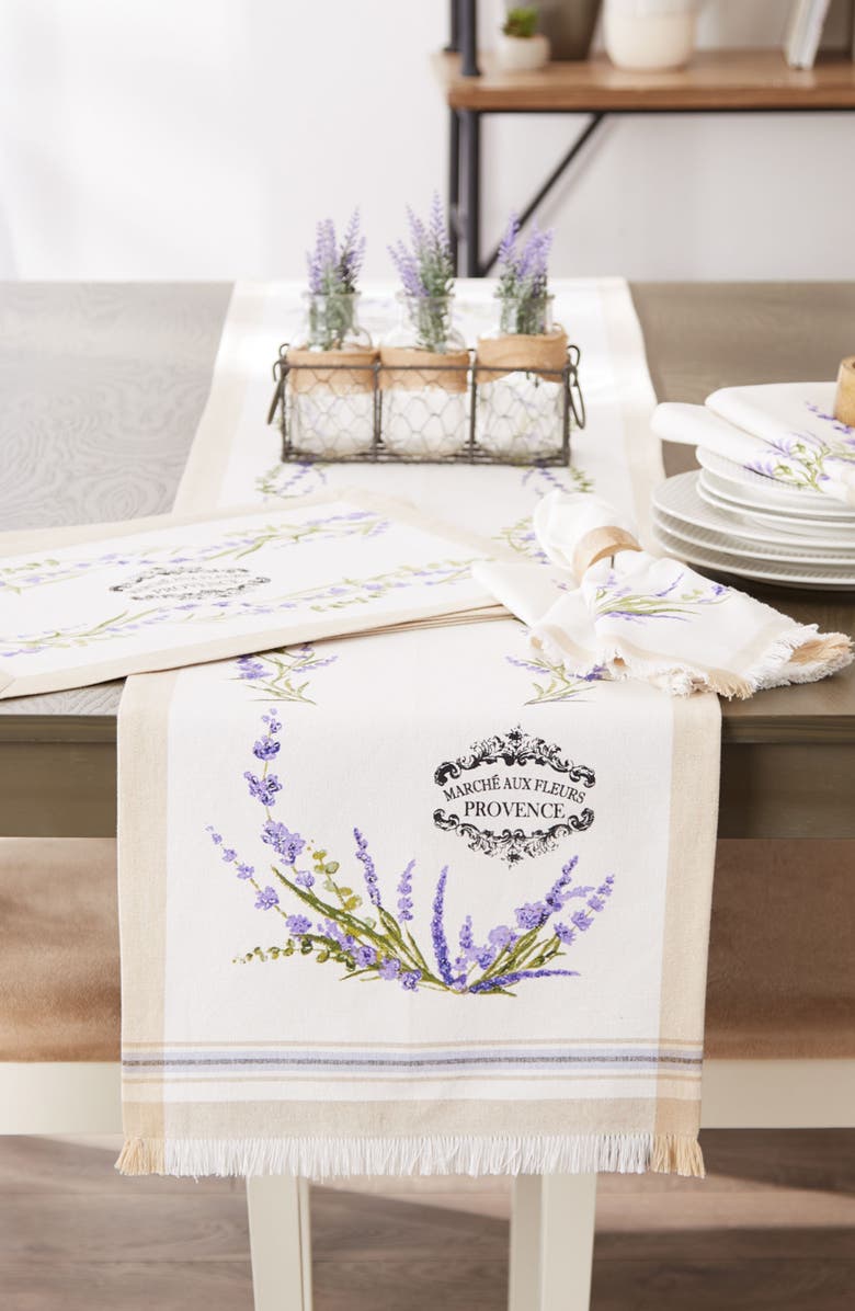 Design Imports Lavender Garden Set of 4 Placemats, Alternate, color, White/ Beige