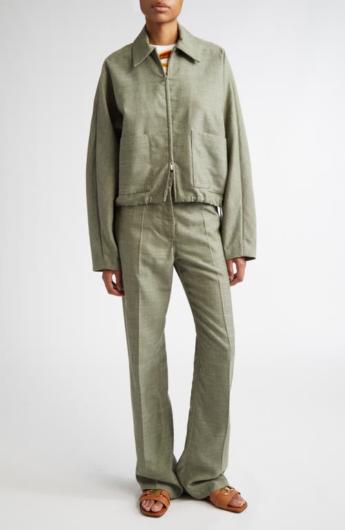 Ferragamo Knitted Bomber Jacket In Olive/white