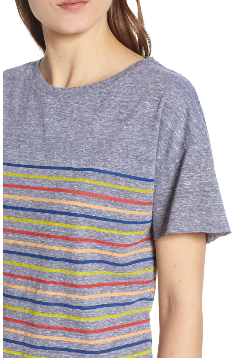 Placed Stripe Tee, Alternate, color, GREY
