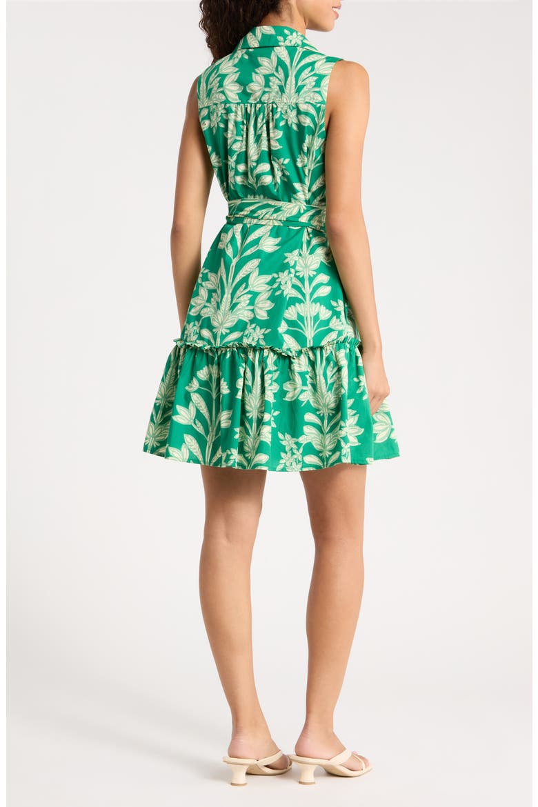 Rency Floral Zady Belted Cotton Shirtdress, Alternate, color, KELLY-CREAM