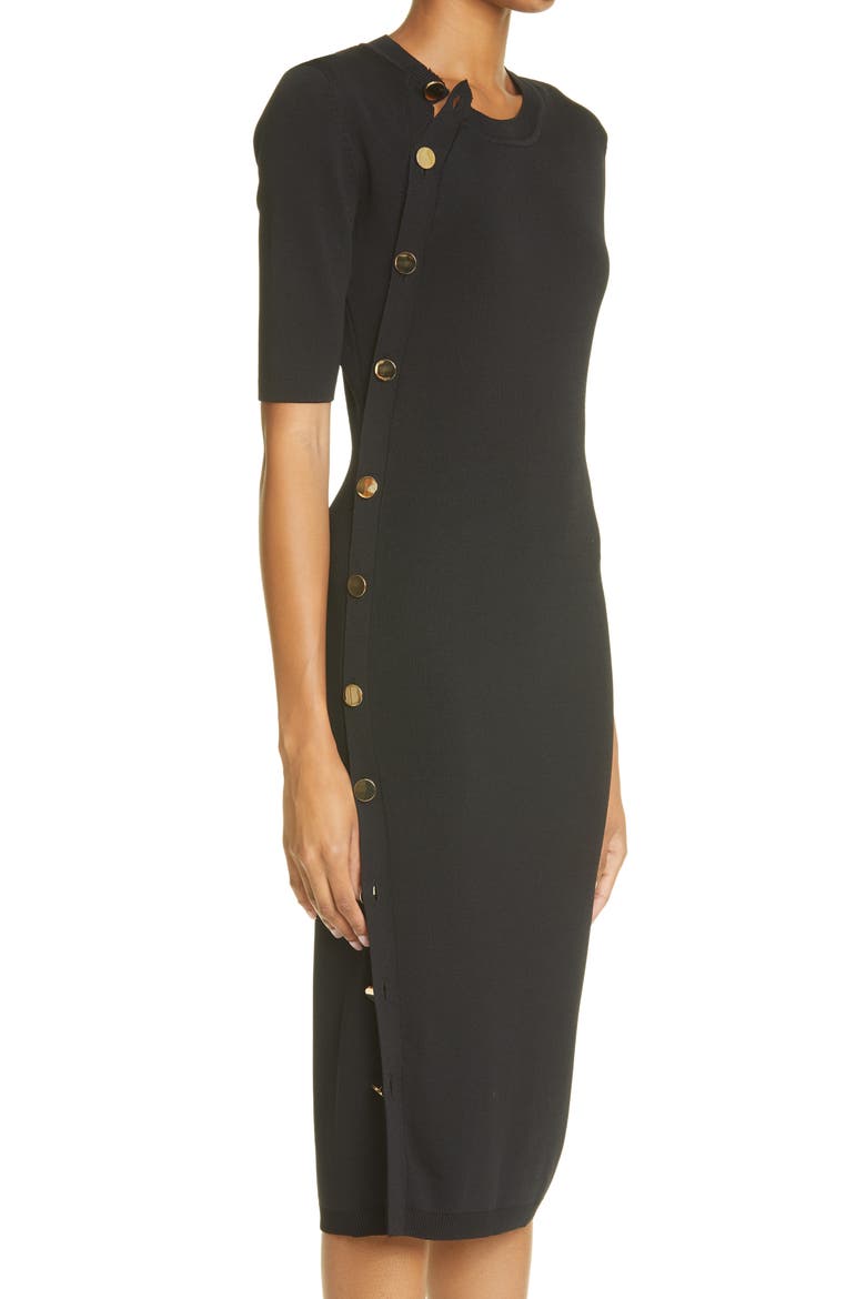 Topaz Side Button Shift Dress, Alternate, color, BLACK