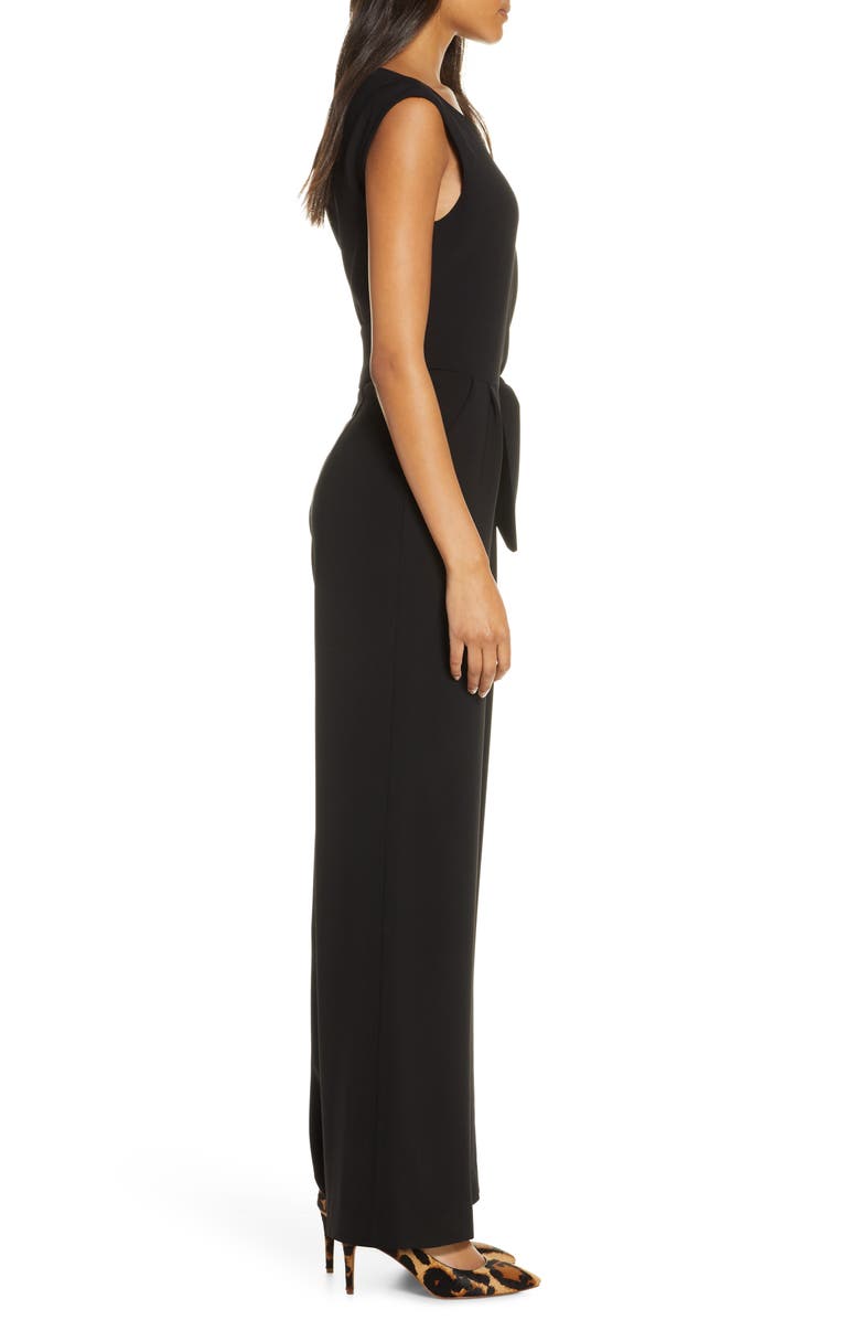 Tahari Tie Waist Sleeveless Crepe Jumpsuit, Alternate, color, 