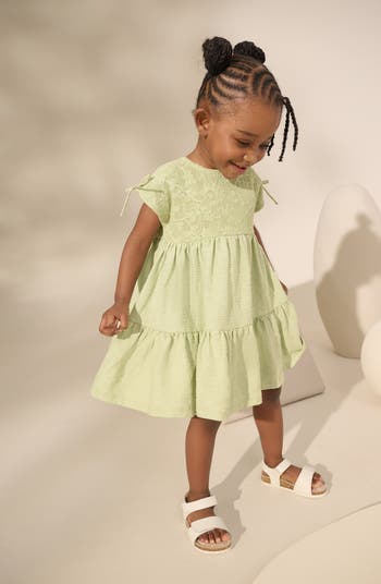 Kids' French Lace Tiered Stretch Cotton Party Dress