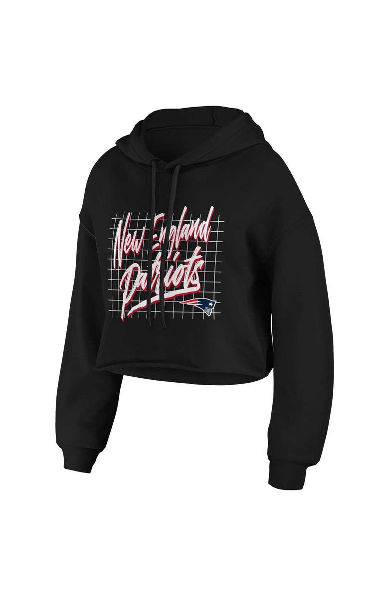 WEAR by Erin Andrews Women's WEAR by Erin Andrews Black New England Patriots Domestic Cropped Pullover Hoodie, Alternate, color, 