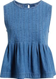 Treasure & Bond Pleated Cotton Chambray Top