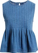 Treasure & Bond Pleated Cotton Chambray Top