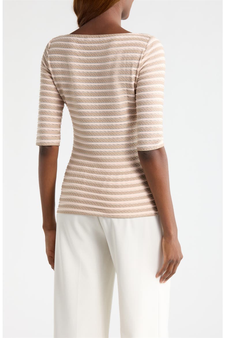 Stripe Elbow Sleeve Top, Alternate, color, CAPPUCCINO