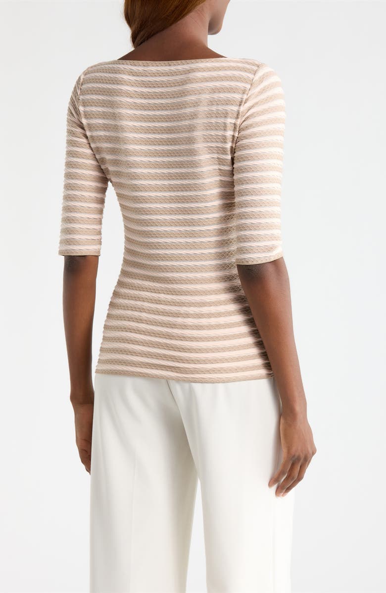 Emporio Armani Stripe Elbow Sleeve Top, Alternate, color, Cappuccino