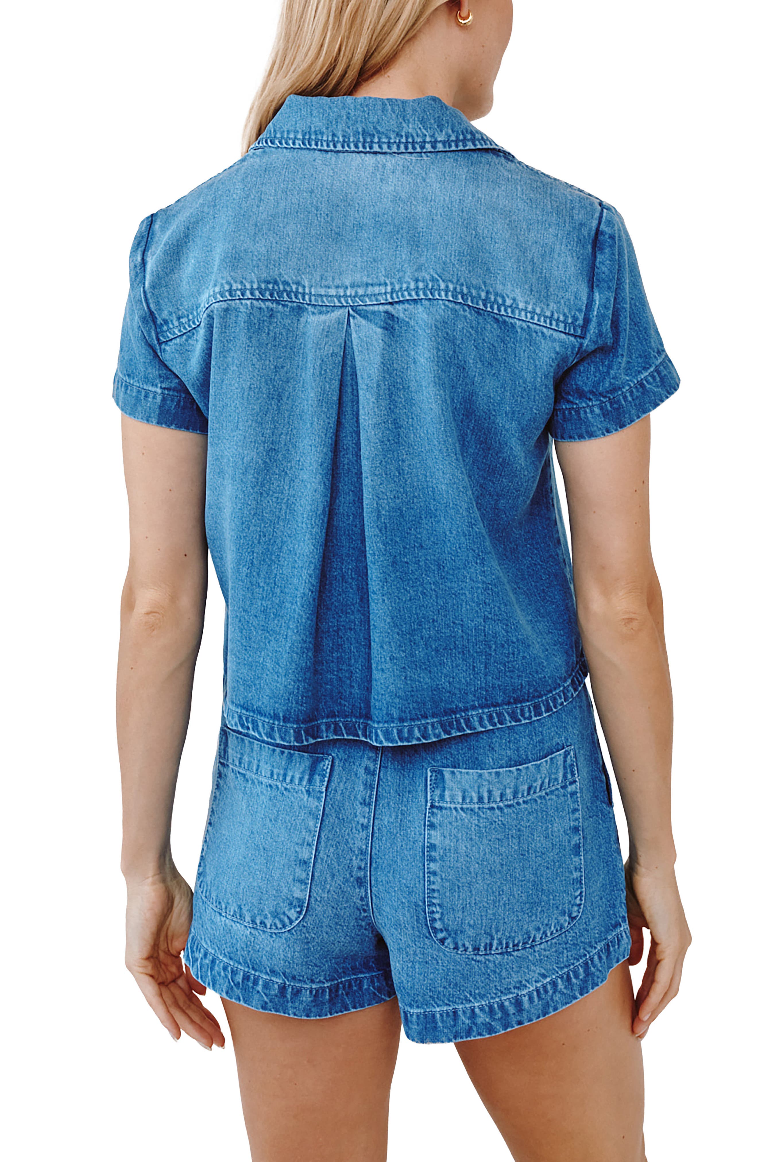 Short Sleeve Short Button-Up Shirt - image 2