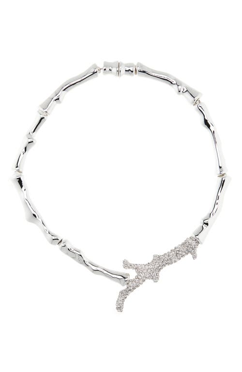 Tory Burch Crystal Coral Necklace In Silver