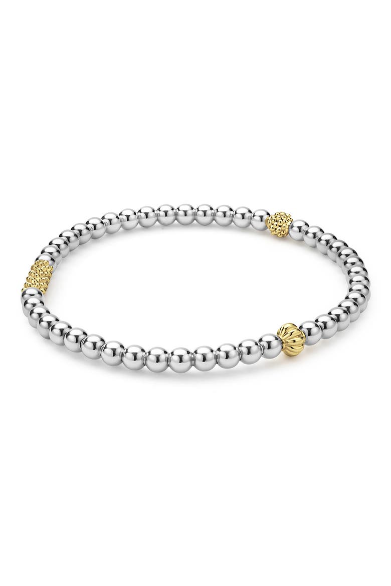 Two-Tone Caviar Icon Stretch Bracelet, Alternate, color, SILVER/ GOLD