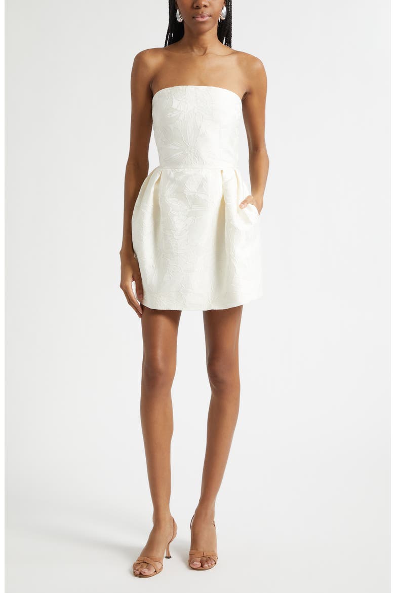 Ever Jacquard Strapless Minidress, Main, color, IVORY JACQUARD
