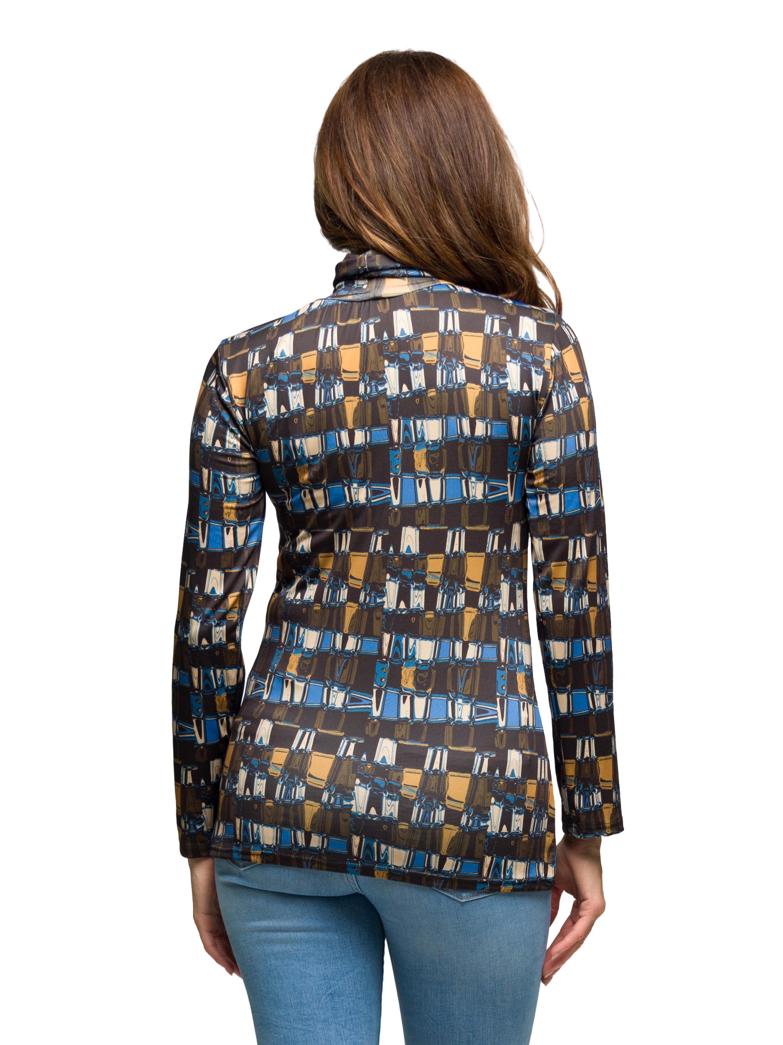 24seven Comfort Apparel Mock Neck Long Sleeve Printed Top (Women ...