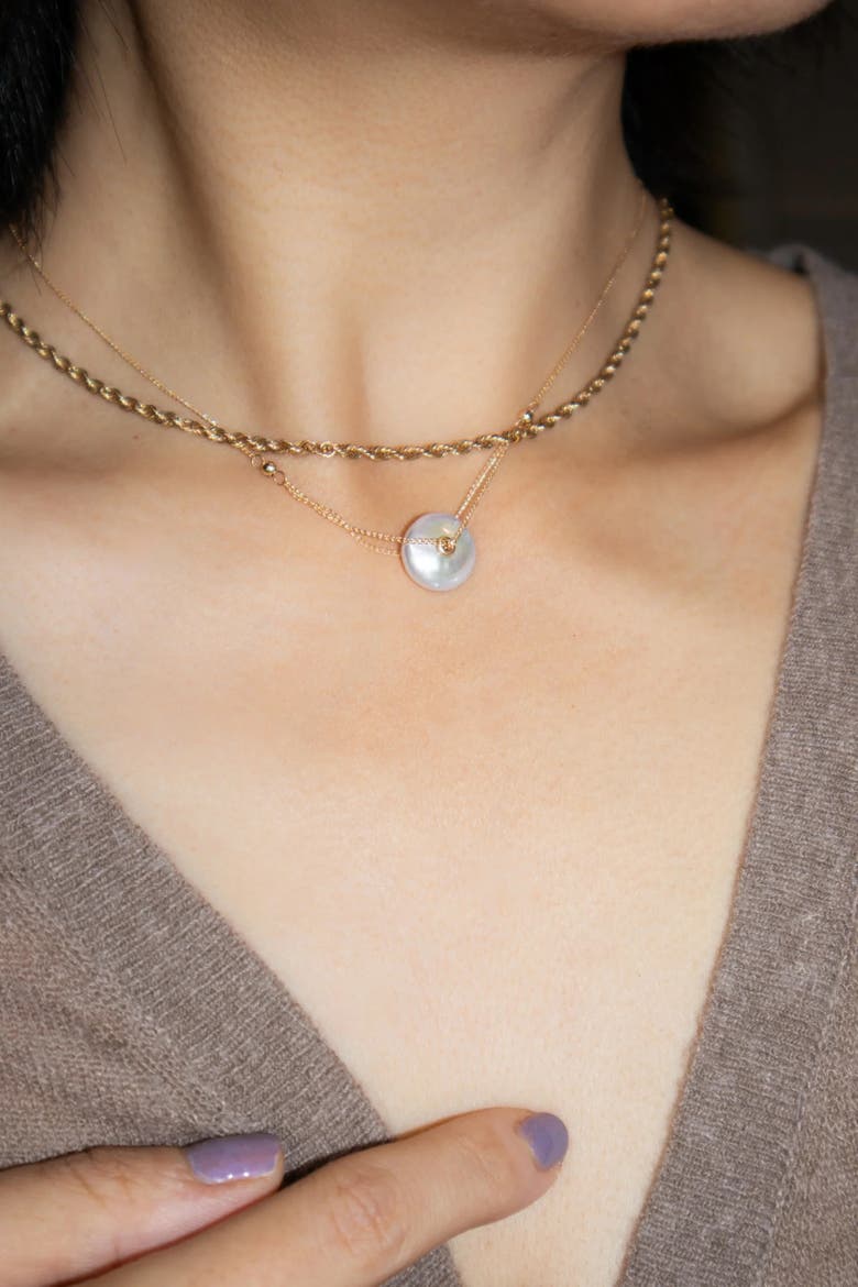 Mabel Pendant Pearl Necklace, Alternate, color, White