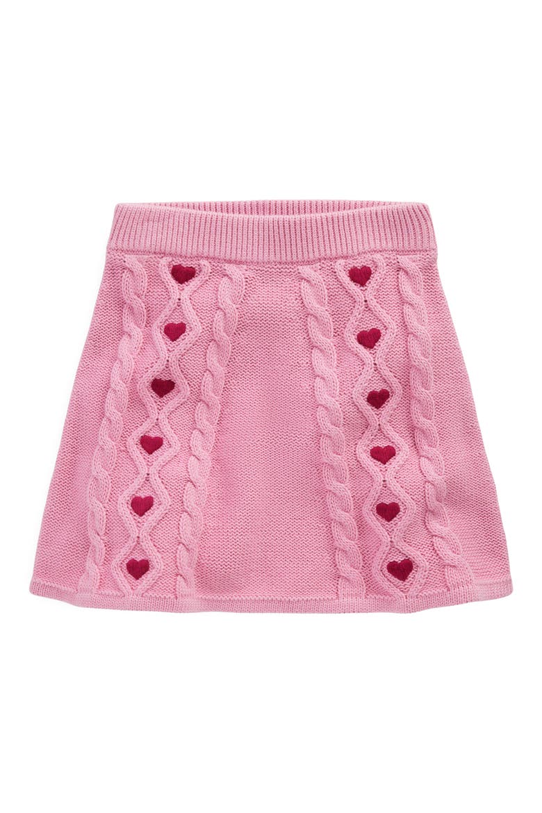 Kids' Heart Embroidered Cable Cotton Sweater Skirt, Main, color, FORMICA PINK