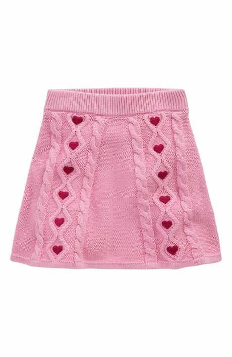 Mini Boden Kids' Heart Embroidered Cable Cotton Sweater Skirt