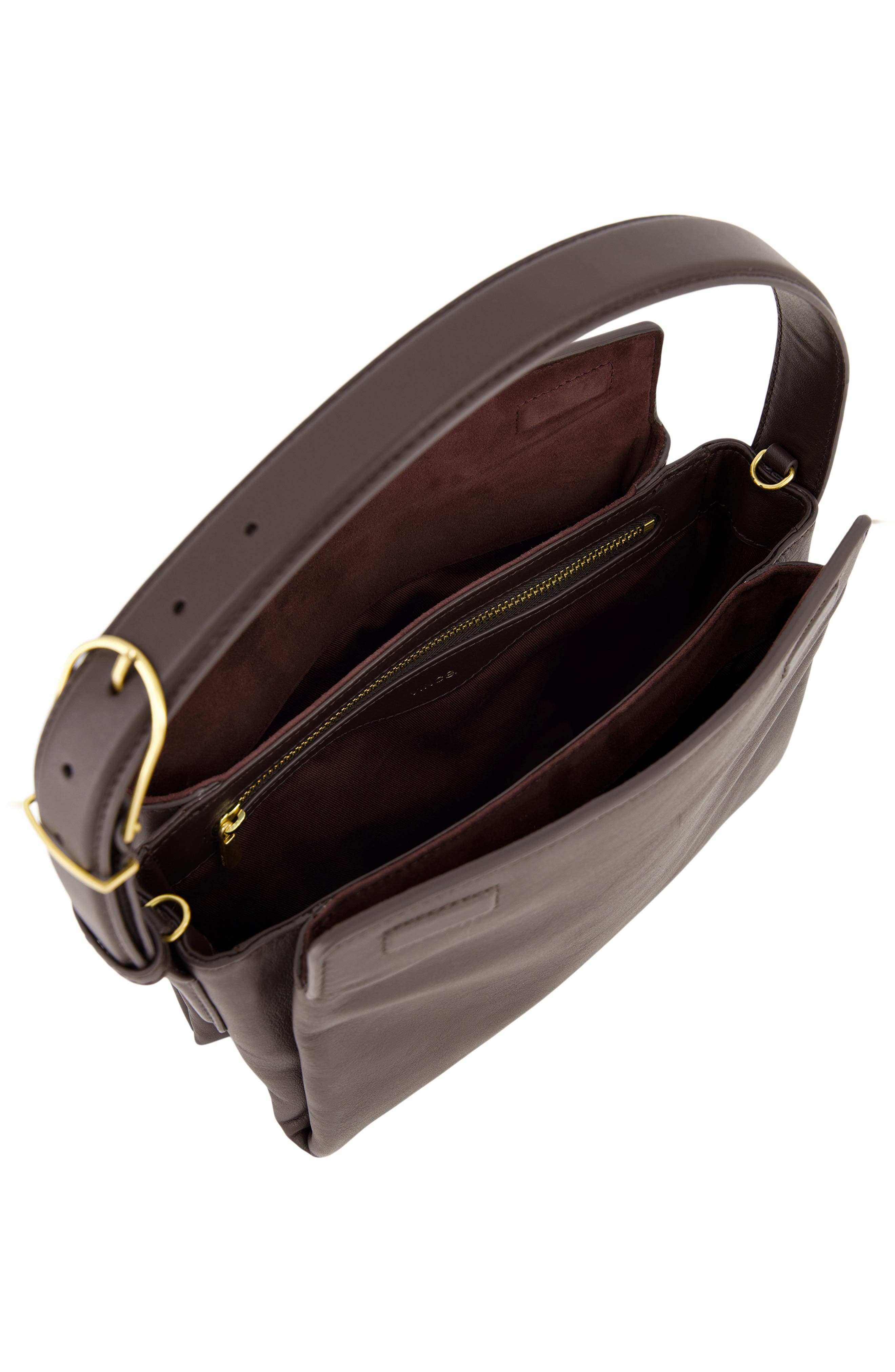 Sidney Boxy Nappa Leather Shoulder Bag, Alternate, color, CACAO