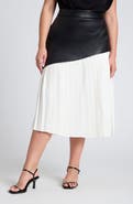 ELOQUII Mixed Media Pleated Skirt