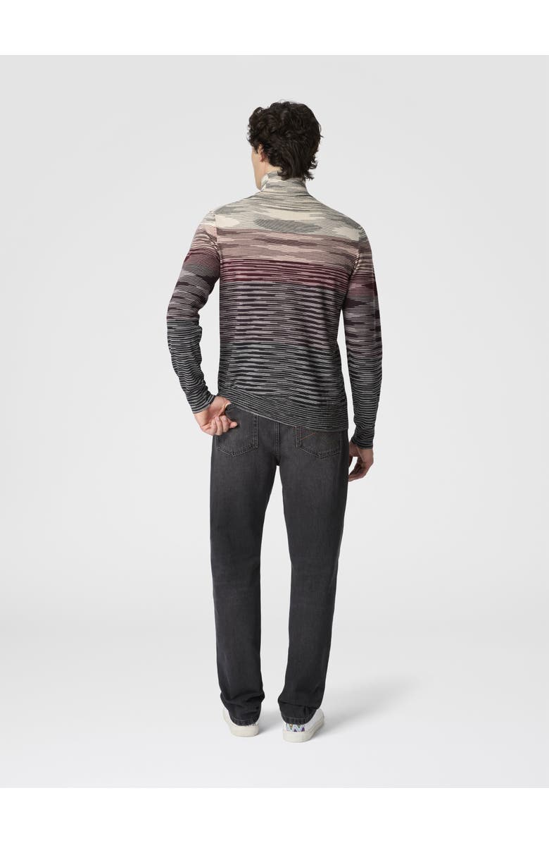 Missoni High-neck Sweater In All-over Flame Wool, Alternate, color, Beige & Burgundy