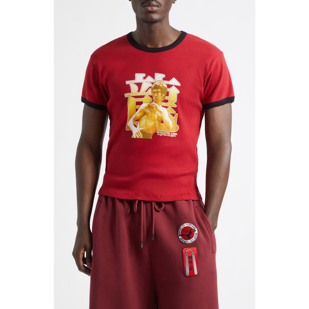 Lu'u Dan Bruce Lee Rib Cotton Ringer T-shirt In Red