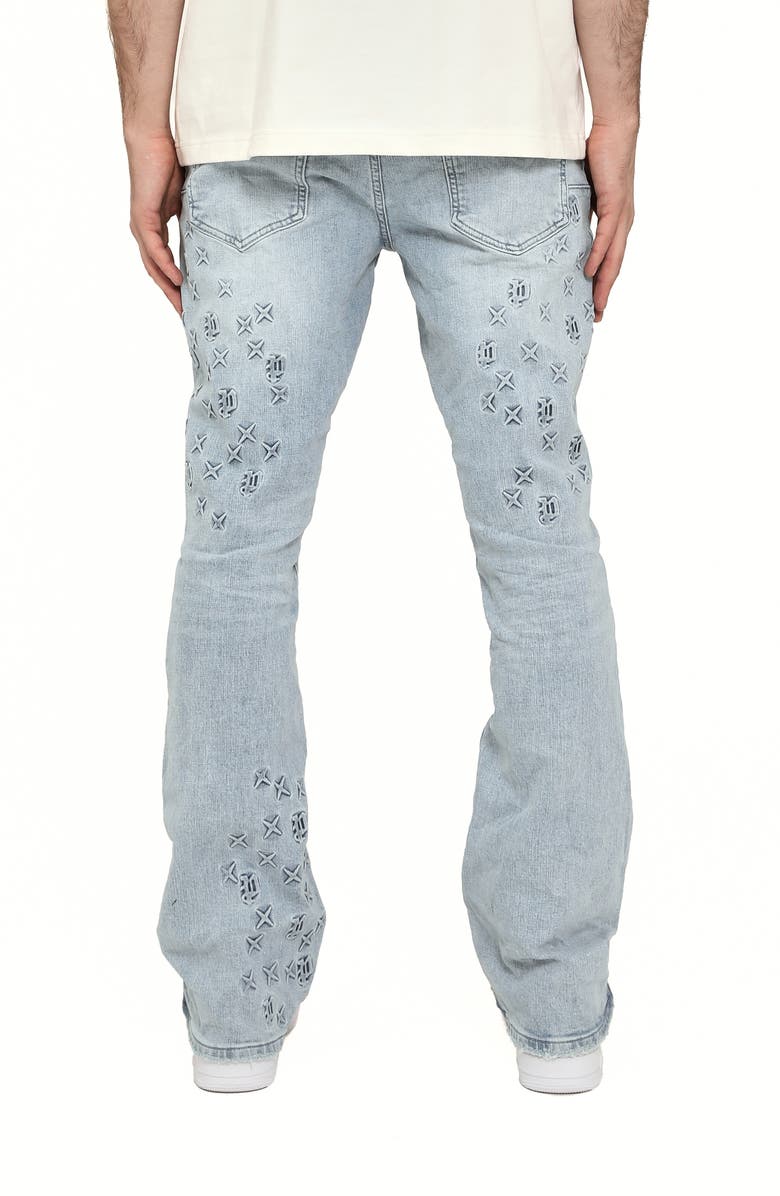 PURPLE BRAND P004 Monogram Embossed Slim Flare Jeans, Alternate, color, Light Indigo