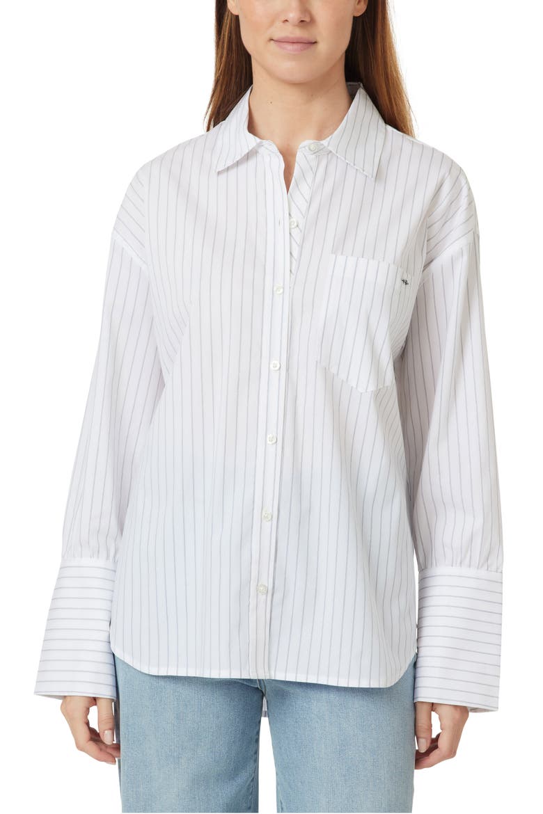 Oversize Stripe Poplin Button-Up Shirt, Alternate, color, BRIGHT WHITE STRIPE