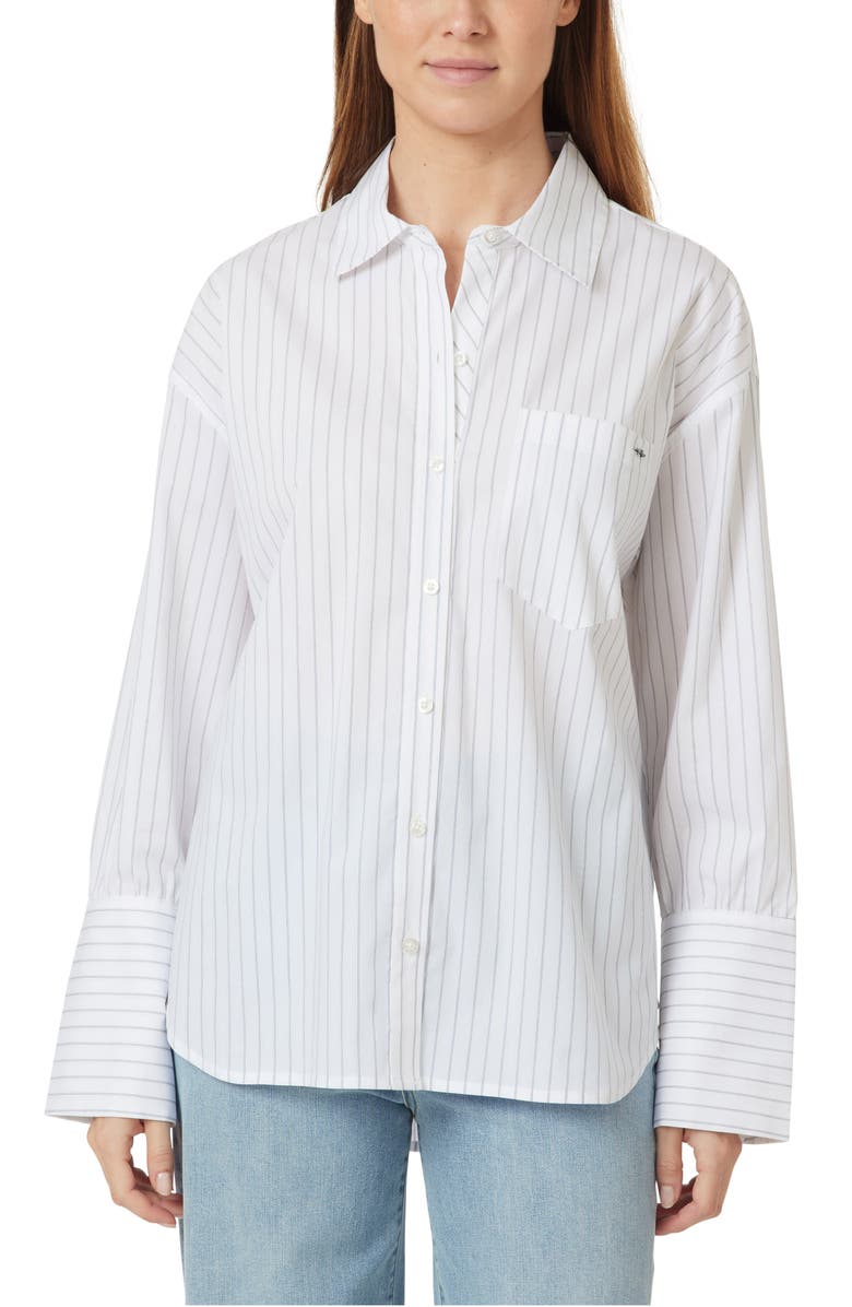 Habitual Oversize Stripe Poplin Button-Up Shirt, Alternate, color, Bright White Stripe