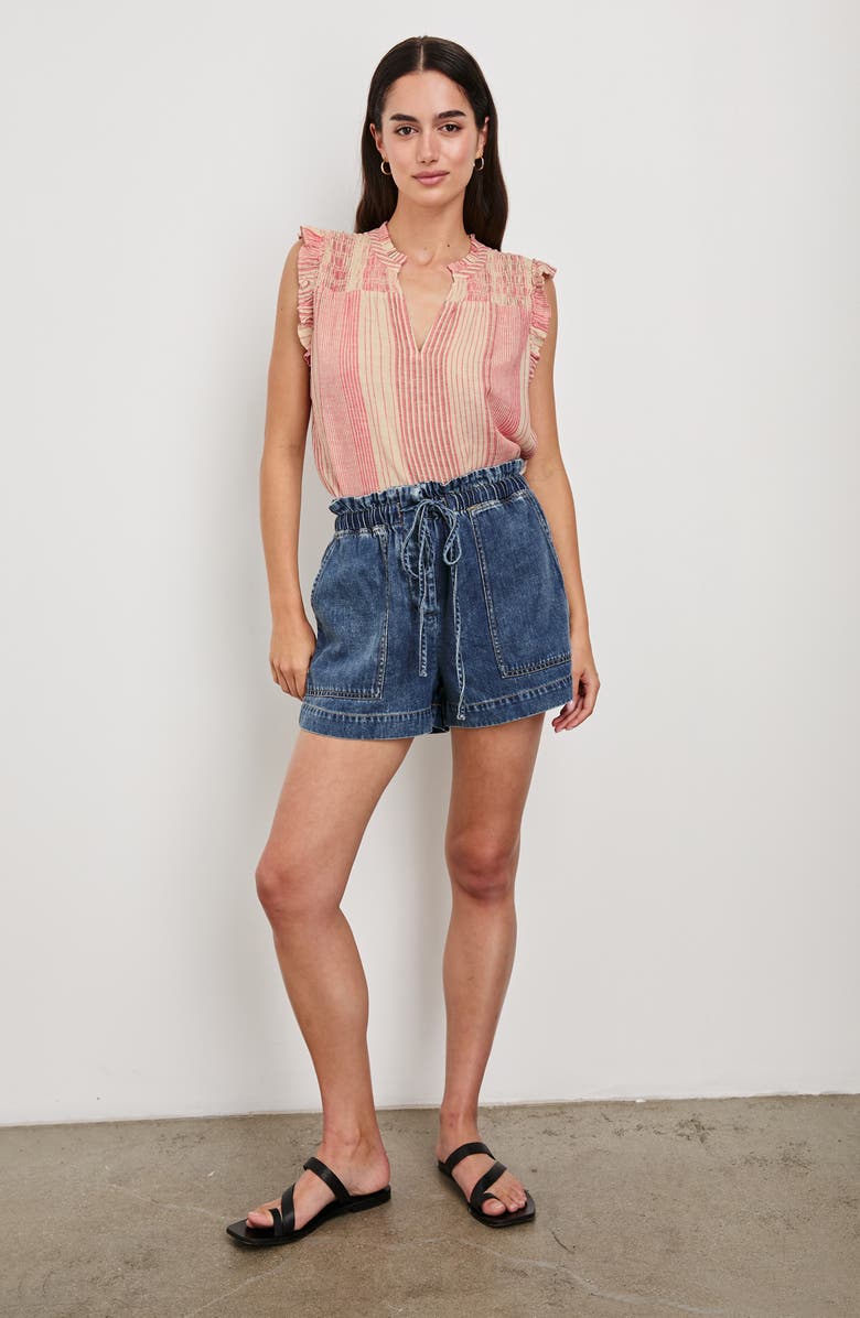 Rails Arlene Stripe Linen Blend Ruffle Shoulder Top, Alternate, color,