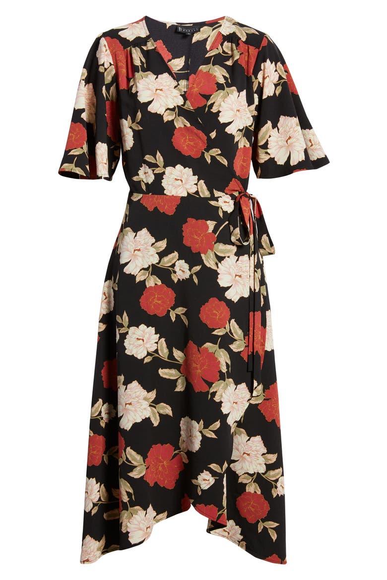 Orna Print Wrap Dress, Alternate, color, ROSE FLORAL