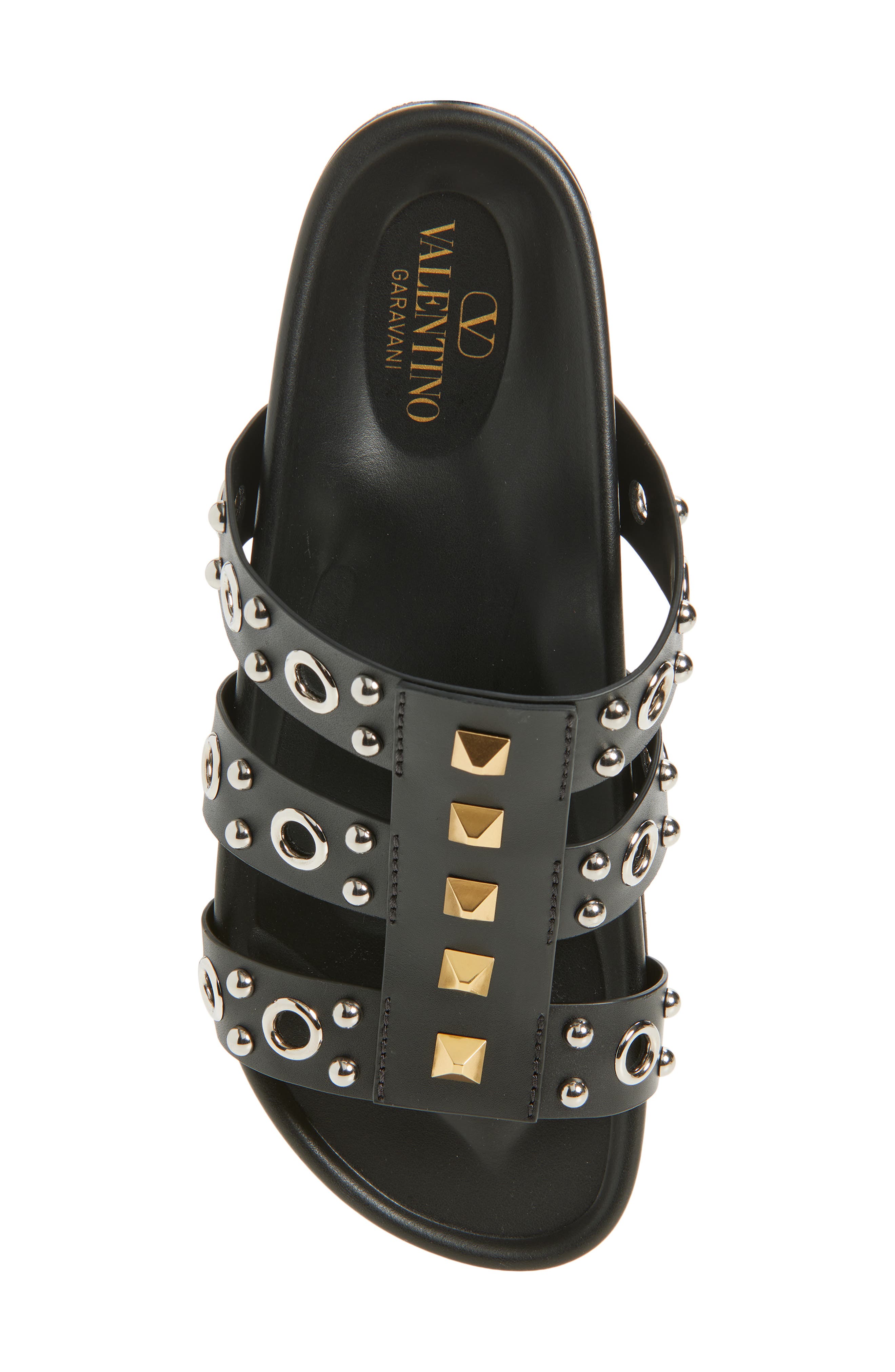Valentino Garavani Rockstud Slide Sandal, Alternate, color, Black