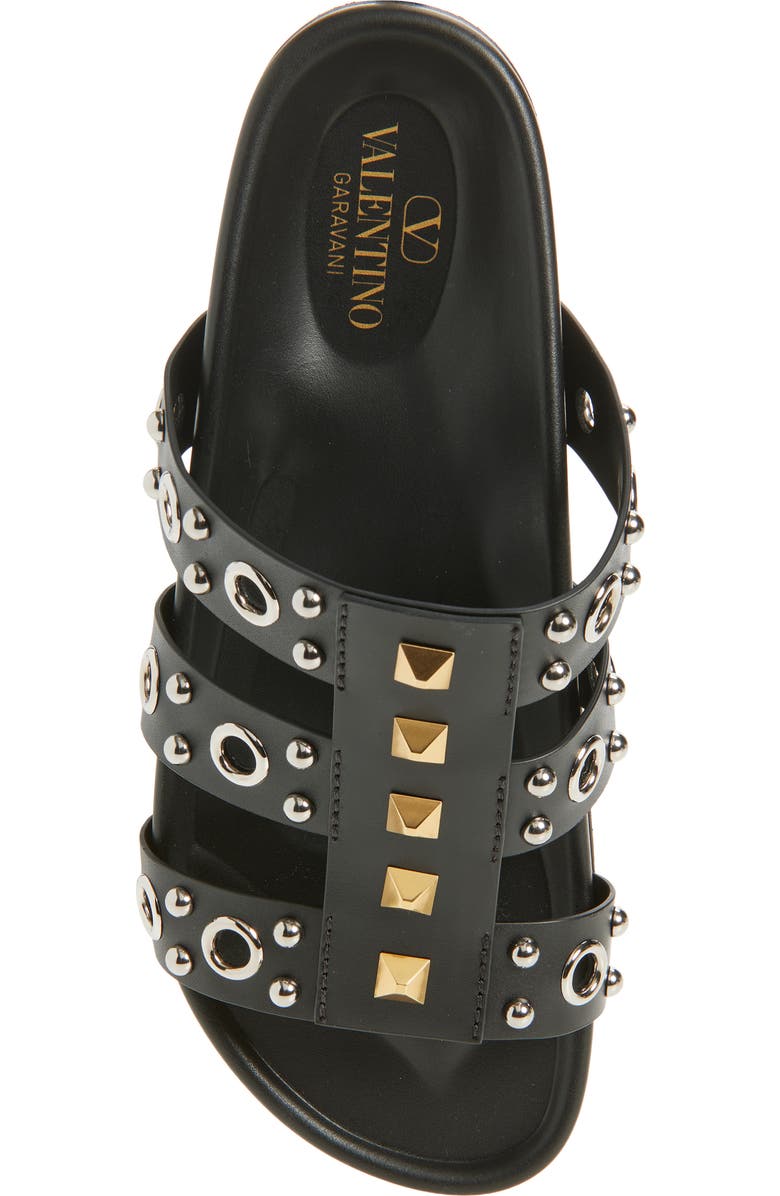Valentino Garavani Rockstud Slide Sandal, Alternate, color, Black