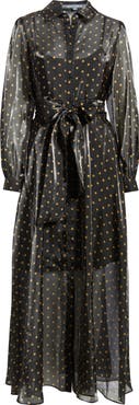 Julia Jordan Polka Dot Long Sleeve Sheer Shirtdress